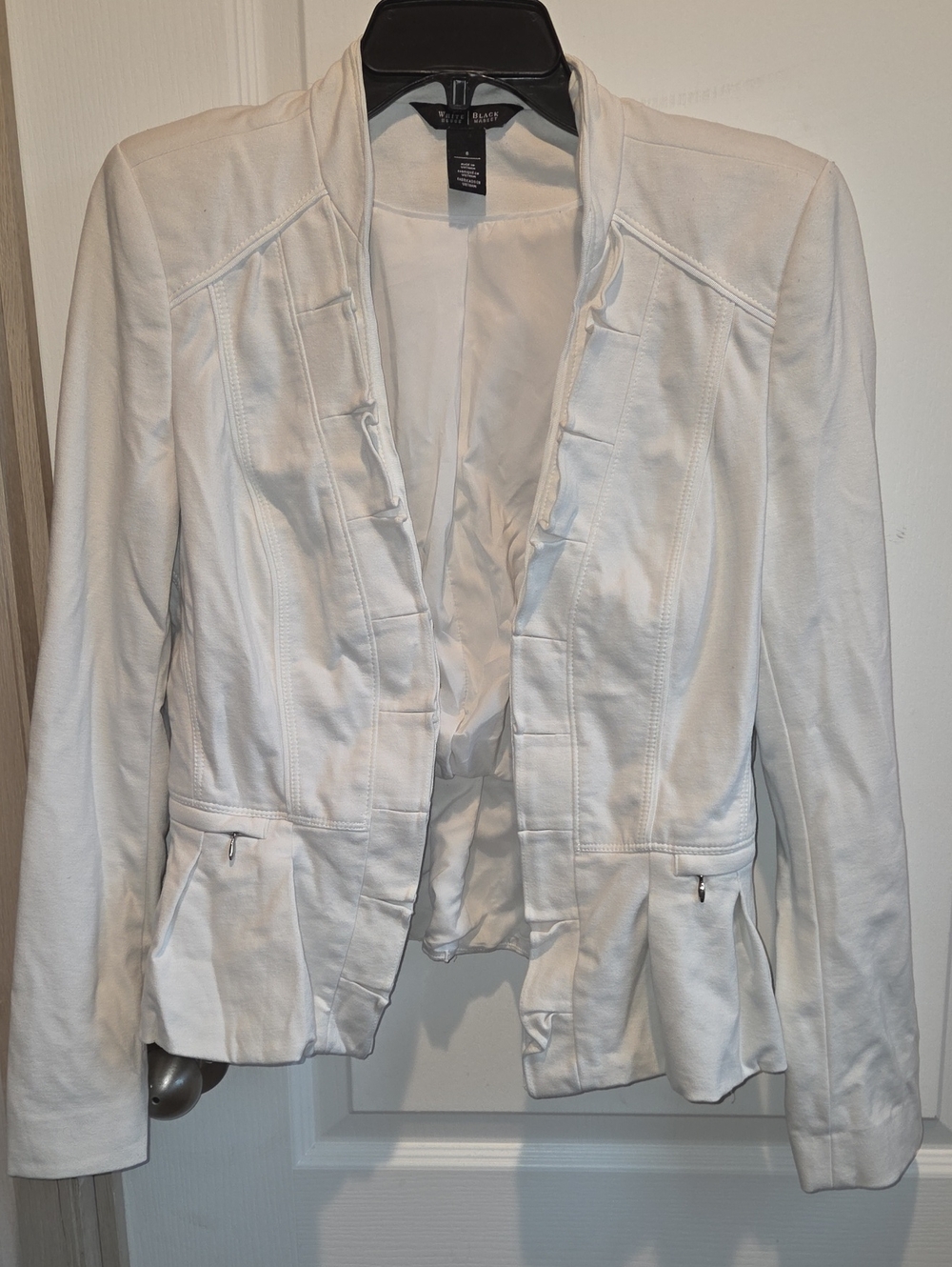 White House Black Market White Ruffle-Front Blazer